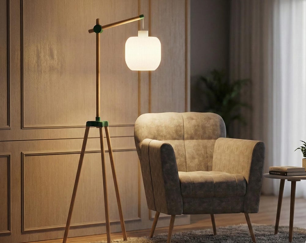 Design Stativ Stehlampe – Holz & 3D Druck – Skandinavischer Stil