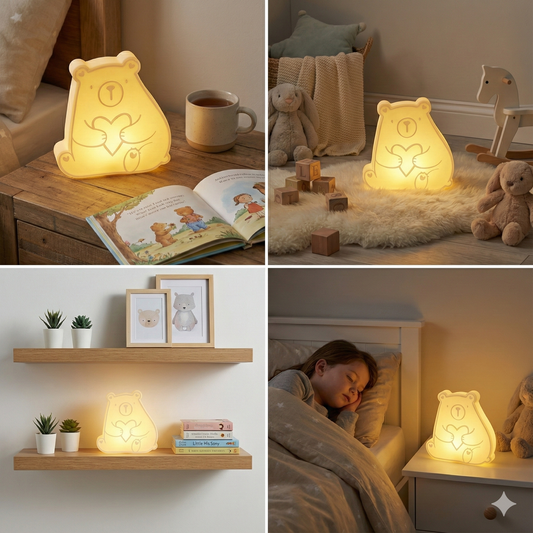 Süßes Bären Nachtlicht für Kinder mit Fernbedienung – Nachhaltige 3D-Druck Lampe aus PLA