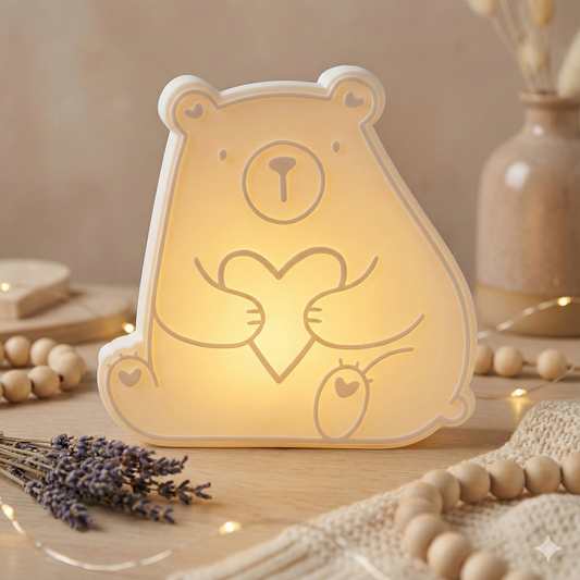 Süßes Bären Nachtlicht für Kinder mit Fernbedienung – Nachhaltige 3D-Druck Lampe aus PLA